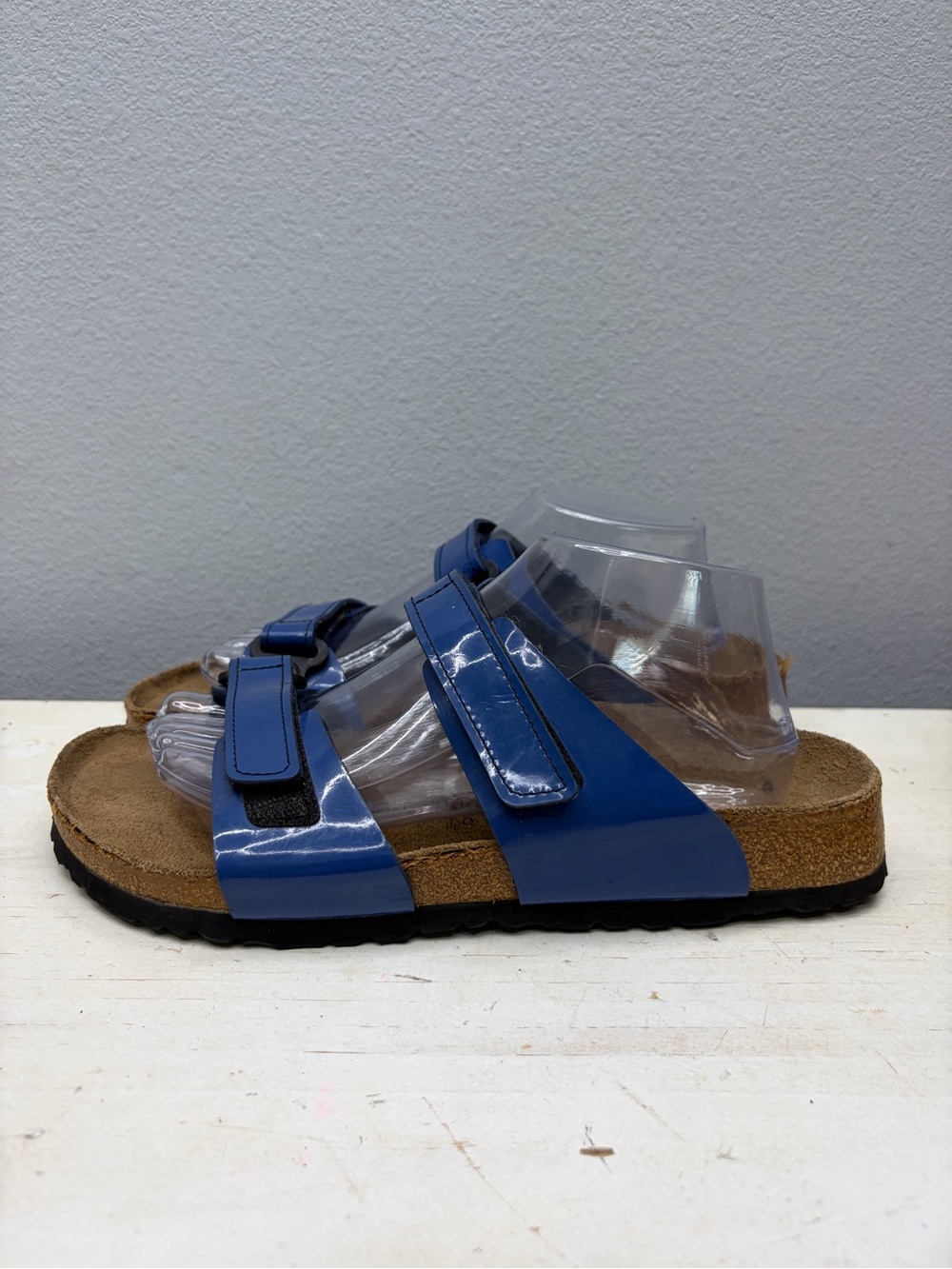 Birki’s By Birkenstock Blue Patent Leather Madura Strap Sandals Size 10